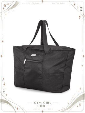 Foldaway Travel Tote PU Leather Oversized Shoulder Straps Compact Storage